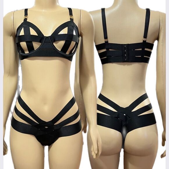 Victoria’s Secret Luxe Seriously sexy Set Balconette bra & Cheeky thong black - Picture 1 of 3